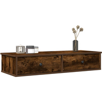 vidaXL Wall Shelf with Drawers Smoked Oak 100x37.5x19 cm Engineered Wood