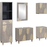 vidaXL Bathroom Cabinet Set with Drawer 5 pcs Grey Solid Mango Wood
