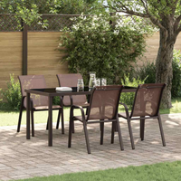 vidaXL Stackable Garden Chairs 4 pcs Brown Textilene Fabric