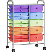 vidaXL XXL 15-Drawer Mobile Storage Trolley Multicolour Plastic