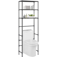 vidaXL 3-Tier Storage Rack over Toilet Black 53x28x169 cm