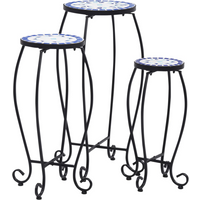 vidaXL Mosaic Tables 3 pcs Blue and White Ceramic