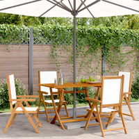 vidaXL Reclining Garden Chairs 4 pcs Cream White Fabric and Solid Wood