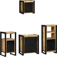 vidaXL Bathroom Furniture Set 4 pcs Brown and Black Solid Mango Wood