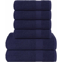 vidaXL 6 Piece Towel Set "FROGN" Navy Blue 360 gsm