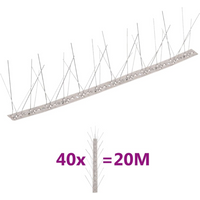 vidaXL 5-row Stainless Steel Bird & Pigeon Spikes Set of 40 20 m