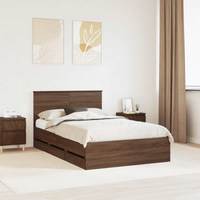 vidaXL Bed Frame with Drawer Brown Oak 120 x 190 cm Engineer Wood