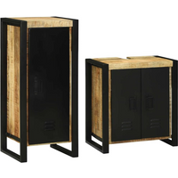 vidaXL Bathroom Furniture Set with Shelf 2 pcs Brown Soild Mango Wood