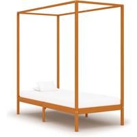 vidaXL Canopy Bed Frame without Mattress Honey Brown Solid Wood 90x200cm
