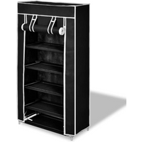 Fabric Shoe Cabinet with Cover 58 x 28 x 106 cm Black