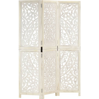 vidaXL Hand carved 3-Panel Room Divider White 120x165 cm Solid Mango Wood