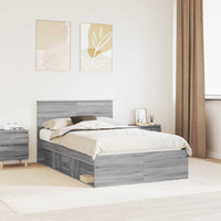 vidaXL Bed Frame Grey Sonoma 135 x 190 cm Engineered wood