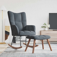 vidaXL Rocking Chair with Footstool 2 pcs Dark Grey Velvet