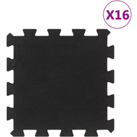 vidaXL Rubber Floor Tiles 16 pcs Black 16 mm 30x30 cm