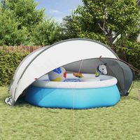 vidaXL Pool Dome Folding Manual Grey and Orange 472 x 460 x 229 cm