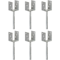 vidaXL Fence Anchors 6 pcs Silver 8x6x30 cm Galvanised Steel