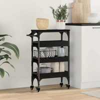 vidaXL Kitchen Trolley Black Oak 53 x 20 x 76 cm Engineered Wood