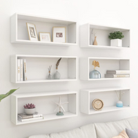vidaXL Wall Cube Shelf 6 pcs White 60x15x23 cm Engineered Wood