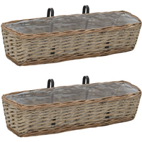 vidaXL Balcony Planter 2 pcs Wicker with PE Lining 60 cm