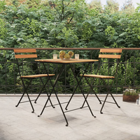 vidaXL Folding Bistro Chairs 2 pcs Solid Wood Teak and Steel
