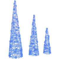 vidaXL Christmas Tree with 90 LEDs 3 pcs Blue 20 x 20 x 80 cm Acrylic