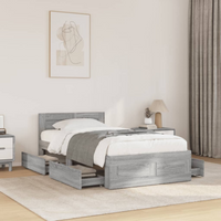 vidaXL Bed Frame with Headboard without Mattress Concrete Grey 75x190 cm Small Single