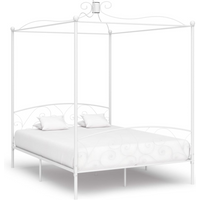 vidaXL Bed Frame without Mattress with Canopy White 160x200 cm Metal