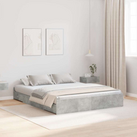 vidaXL Storage Bed Frame Concrete Grey 135 x 190 cm Engineered Wood