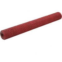 vidaXL Chicken Wire Fence Steel with PVC Coating 25x1.2 m Red
