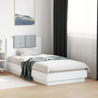 vidaXL Bed Frame with LED without Mattress White 90x190 cm Single