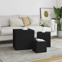 vidaXL Side Tables 3 pcs Black Engineered Wood