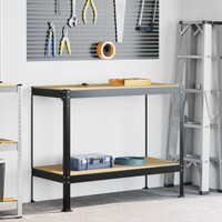 vidaXL Workbench Black 115 x 55 x 91 cm Engineered Wood and Metal
