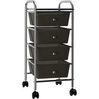 vidaXL 4-Drawer Mobile Storage Trolley Black Plastic