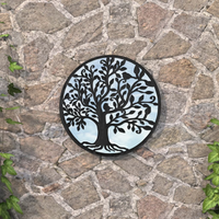 vidaXL Garden Mirror Black 40x2.5 cm Iron Round for Outdoor Use