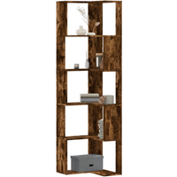 vidaXL Corner Bookcase 5-Tier Smoked Oak 50x50x179 cm Engineered Wood