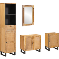 vidaXL Bathroom Sets with Drawer with Shelf Natural Solid Mango Wood