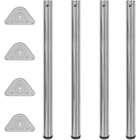 4 Height Adjustable Table Legs Brushed Nickel 870 mm
