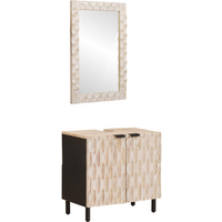 vidaXL Bathroom Sets with Storage White Wash Finish Solid Mango Wood