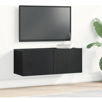 vidaXL TV Cabinet 2 pcs Black Oak 80 x 30 x 30 cm Engineered Wood