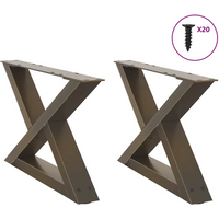 vidaXL Coffee Table Legs 2 pcs Natural Steel 60x(30-31.3) cm Steel