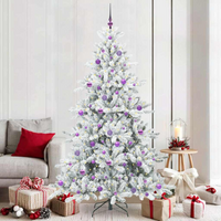 vidaXL Artificial Hinged Christmas Tree White 210 cm PVC and Steel