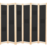 vidaXL 6-Panel Room Divider Black 240x170x4 cm Fabric