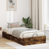 vidaXL Ottoman Bed Frame Smoked Oak 203 x 90 x 25 cm Chipboard