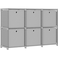 vidaXL 6-Cube Display Shelf with Boxes Grey 103x30x72.5 cm Fabric