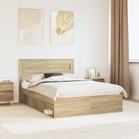 vidaXL Bed Frame with Storage Sonoma Oak 150 x 200 cm Solid Pine Wood