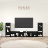 vidaXL TV Cabinet Set 4 pcs Black Oak 37 x 35 x 107 cm Engineered Wood