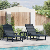 vidaXL Sun Lounger Reclining 3 pcs Navy Polyethylene