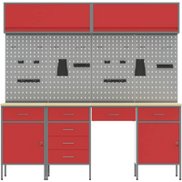vidaXL Work Cabinet with Drawer 10 pcs Red Engineered Wood and Steel