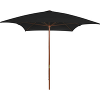 vidaXL Garden Parasol with Wooden Pole Black 200x300 cm
