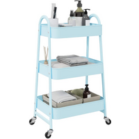 vidaXL Storage Trolley 3-Tier Blue 42x41.5x77 cm Steel